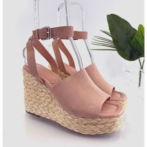 Marc Fisher Pink Espadrille Wedge Sandals